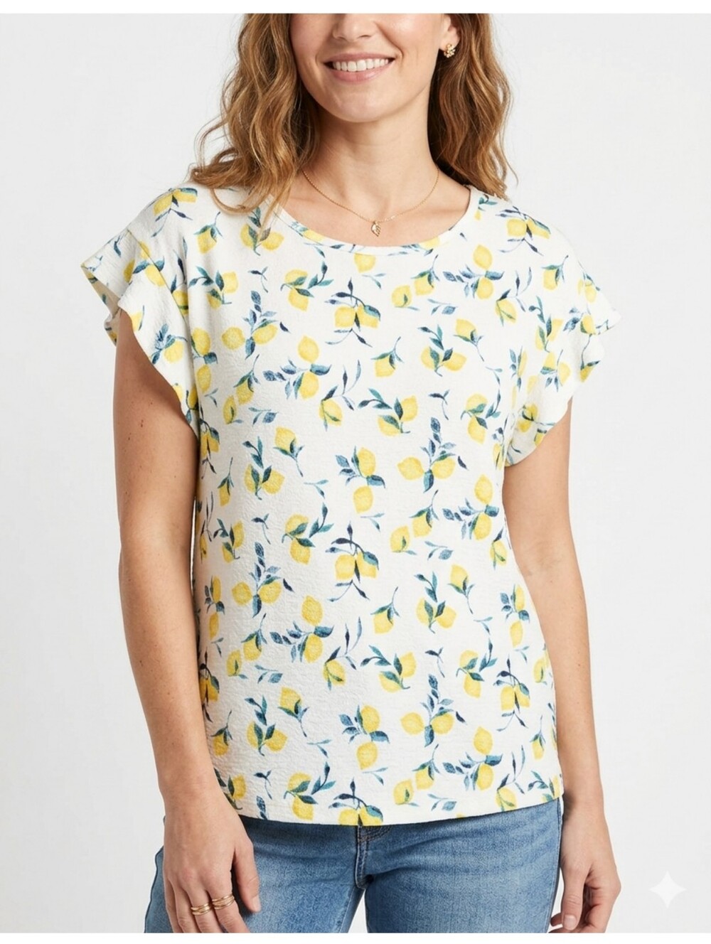 Banana Republic Factory Lemon Knit Flutter Sleeve Top